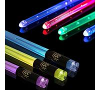 Paire de baguettes de batterie lumineuses rechargeables : 15 couleurs changeantes à DEL phosphorescentes - Baguettes de batterie personnalisées avec sac de rangement pour adultes, cadeaux de batteur