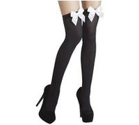 paire de bas nylon noir noeud blanc femme - boland 02272 Blanc G
