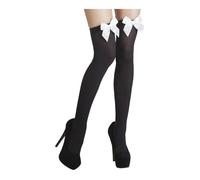 Boland - Paire de bas nylon femme 02272 - Overknees extensibles noir avec nœud blanc