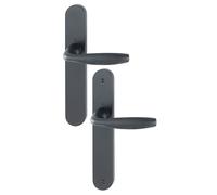 Poignées sur plaques bec-de-cane - aluminium noir mat - New York HOPPE