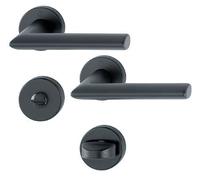 Poignée de porte double sur rosaces rondes Stockholm finition noir mat - condamnation HOPPE