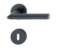 Poignée de porte double sur rosaces rondes Stockholm finition noir mat - clé L HOPPE