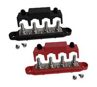 Paire de blocs de distribution d'alimentation à 4 poteaux de 5/16" avec couvercle M8-250 Amp - Barre de bus marine, câblage automobile et solaire - Bloc de distribution de bornes de batterie (5/16