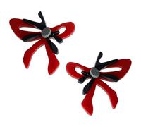 Paire de boucles d’oreilles à clip rouges, nœud en acrylique pour femme, style doux et mignon, esprit Nouvel An, 1,9 x 1,8 in, 4,7 x 4,6 cm