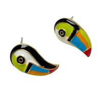 Paire de boucles d ' oreilles en forme d ' oiseau toucan français rétro avec finition brillante et doré pour un usage quotidien, des événements et des tenues
