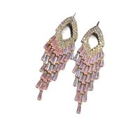Paire de boucles d ' oreilles pendantes avec dessus en forme de | À associer avec une forme supérieure creuse pour des looks de fête et des tenues raffinées, long détail en,