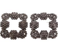 Paire de boucles de chaussures en strass métalliques, décoration carrée violette, idéale pour les fêtes de mariage (#4)