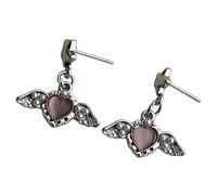 Paire de boucles d'oreilles au design unique avec aile d'ange et perles en alliage robuste résistant aux allergies, légères pour un look élégant et cool, One Size, Comme décrit, Comme décrit.