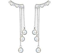 Paire de boucles d'oreilles avec pompon de nouvelles boucles d'oreilles longues à longue chaîne avec de fausses perles