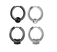 paire de boucles d'oreilles créoles en acier inoxydable pour hommes femmes petit cercle boule en métal anti-allergique boucle d'oreille Rock Hip Hop bijoux Deft a traité