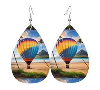 Paire de boucles d'oreilles hawaïennes montgolfières en cuir synthétique en forme de larme pour femme - Légères