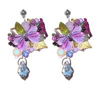 Paire de boucles d'oreilles papillon violettes, boucles pendantes en cristal, style bohème pour femme, bijou fantaisie tendance pour apporter une touche lumineuse à vos tenues