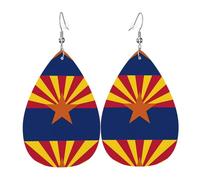 Paire de boucles d'oreilles pendantes en cuir avec drapeau de l'Arizona - En cuir synthétique - Légères - Pour femme