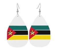 Paire de boucles d'oreilles pendantes en cuir synthétique avec drapeau du Mozambique pour femme