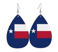 Paire de boucles d'oreilles pendantes en cuir synthétique avec motif drapeau du Texas pour femme
