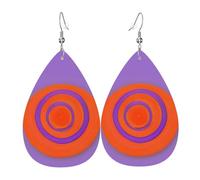 Paire de boucles d'oreilles pendantes en cuir synthétique léger en forme de goutte orange au centre du cercle pour femme.
