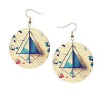 Paire de boucles d'oreilles pendantes en cuir tendance pour femme Motif géométrique mathématiques G alculus