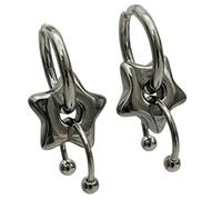 Paire de boucles d'oreilles pendantes en forme d'étoile avec cerceau sur le dessus, pendentif bouffant, perles incurvées, longueur de 3 cm pour une tenue de jour comme de nuit, paire de boucles