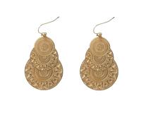Paire de boucles d'oreilles rétro for fille, style bohème grec, pendentif creux en dentelle, boucles d'oreilles en feuille for femme, Huggie vintage