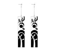 Paire de boucles d'oreilles style Izana - 7×1,5 cm - Pendentif Rectangulaire en Résine Blanc/Noir - Monachella/Goupille/Clip-On - Accessoire Mode Unisexe, XL, Zinc, Aucune pierre précieuse.