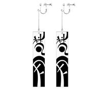 Paire de boucles d'oreilles style Izana - 7×1,5 cm - Pendentif Rectangulaire en Résine Blanc/Noir - Monachella/Goupille/Clip-On - Accessoire Mode Unisexe, XL, Zinc, Pas de gemme