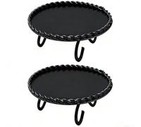 Paire de bougeoirs en fer pour bougies piliers mettant l'accent sur l'intégrité et l'intégration décorative à l'intérieur (noir)