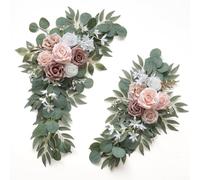 Paire de bouquets artificiels faits à la main pour arche de mariage, escalier, centre de table et décoration de cérémonie extérieure avec attaches de fixation