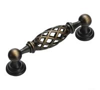 Paire de boutons d'armoire en forme de cage à oiseaux en alliage de zinc pour armoires de cuisine, commode, salle de bain (B)