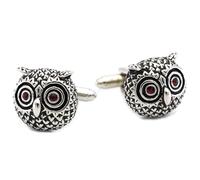 Paire de boutons de manchette amusants en forme de chouette pour homme, About as photo show, Acier inoxydable, N'ont pas