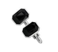 Paire de boutons de manchette robustes en alliage d'argent avec cristaux étincelants et technologie facile à porter pour les paramètres professionnels