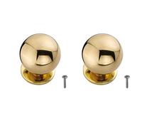 Paire de boutons ronds pour meubles de porte, armoires, tiroirs de chevet, portes - Bouton rond pour meubles - Petit bouton en zamak couleur laiton brillant