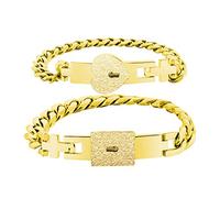 Paire de bracelets romantiques 2 x / ensemble en acier inoxydable Loisirs de cœur pour porte-clés Enfiler Magie ami Girlfriie Bracelet Ensembles Femmes, taille unique, Comme décrit
