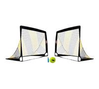 Paire de buts - POWERSHOT - POP UP 0,9m x 0,6m - Noir/Jaune - Légère - Inclut ballon et pompe