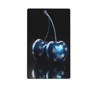 Paire de caches d'interrupteur à bascule simples en forme de cerise bleue avec étoile argentée - 1 interrupteur décoratif pour cuisine, salle de bain - Dimensions : 11,4 x 7 cm