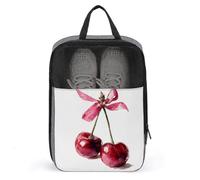 Paire de cerises avec nœud rose Sac à chaussures pour voyage usage quotidien Sac de rangement anti-poussière Pochette de rangement pour chaussures de golf