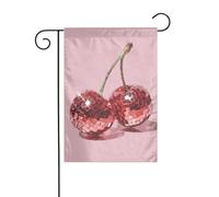 Paire de cerises rouges avec drapeau de jardin effet boule disco 30 x 45 cm vertical double face ferme vacances décorations extérieures drapeau de cour
