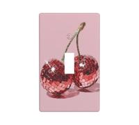 Paire de cerises rouges avec effet boule disco - Plaque murale décorative pour cuisine, ferme, chambre à coucher, salle de bain
