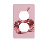 Paire de cerises rouges avec effet boule disco pour interrupteur décoratif 1 plaque murale pour cuisine, salle de bain, taille 7 x 11,4 cm