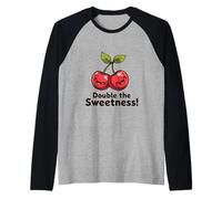 Paire de Cerises souriantes de Dessin animé Manche Raglan