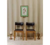 Paire de chaises baumann en bois et cuir n°1547