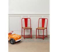 Paire de chaises chevet tolix en métal rouge et bois n°1707