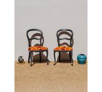 Paire de chaises en bois et motifs colorés n°1142