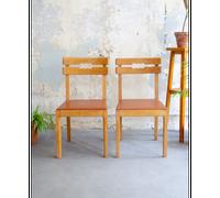 Paire de chaises en cuir camel n°1535