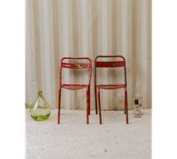 Paire de chaises en métal rouge et vert n°1590