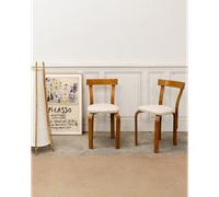 Paire de chaises no.68 en bois et lin n°1690