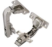 Paire de Charnières à Amortisseur 90°2Trous Hydraulique Installation à Fleur Compatible Porte de Placard 90°et180° Finition Argent