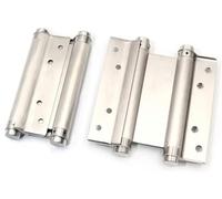 Paire de charnières à ressort double action en acier inoxydable pour porte de café 140 mm Argenté