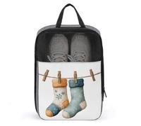 Paire de chaussettes aquarelle avec motif flocon de neige pour voyage, usage quotidien, sac de rangement anti-poussière pour chaussures de golf