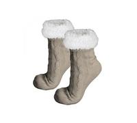 Chaussettes polaires mixtes Vivezen - Taille 35-39 - Beige avec microbilles antidérapantes