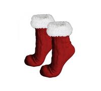 Paire de chaussettes, chaussons polaires mixtes - Taille 35-39 - Rouge -